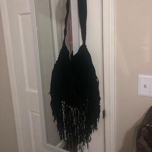 Suede fringe shoulder bag